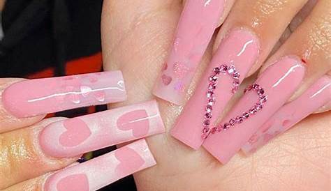 Beautiful Valentine’s Day Nails 2021 Pink Coffin Long Nails