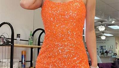 Long Sleeve Hoco Dress Orange