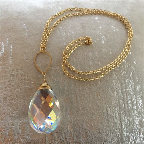 long crystal pendant necklace