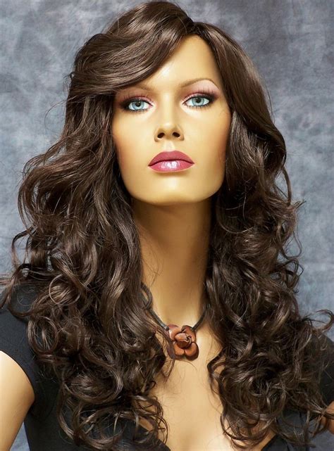 long dark brown curly wig