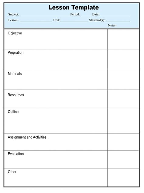 long form lesson plan template