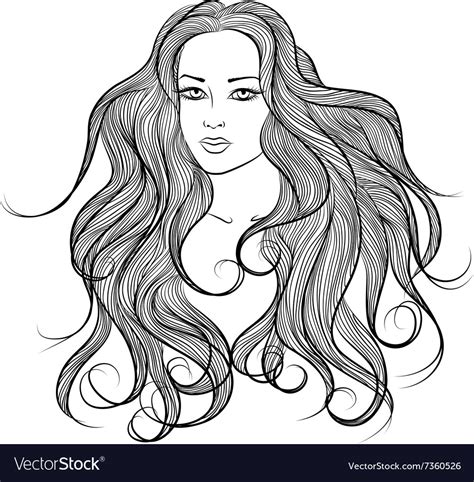 long hair drawing outline