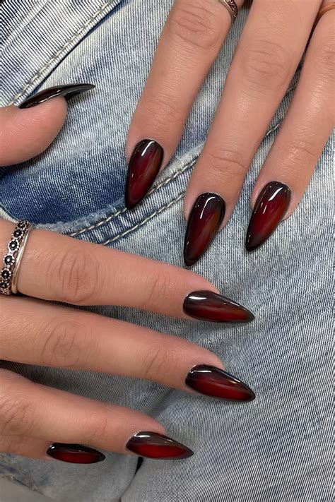 Long Pointy Cherry Red Nails