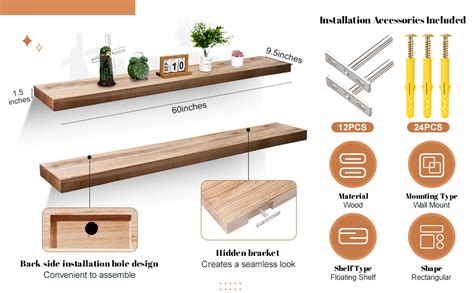 Long Rustic Floating Shelves