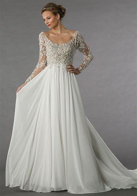 A Line Wedding Dress Lace Long Sleeve / Elegant Long Sleeve Vintage