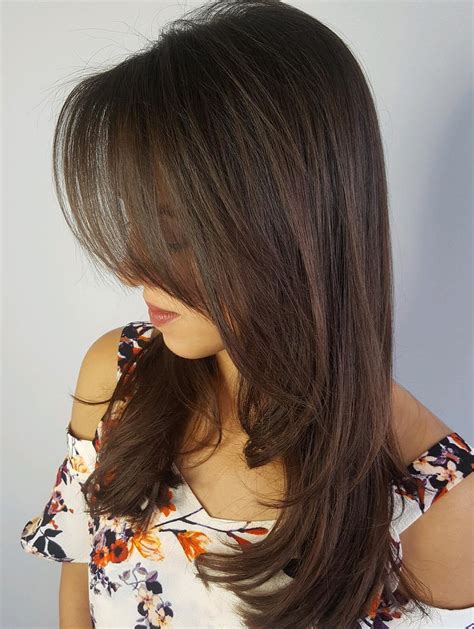 This Long Straight Layered Hairstyles With Side Fringe For Short Hair