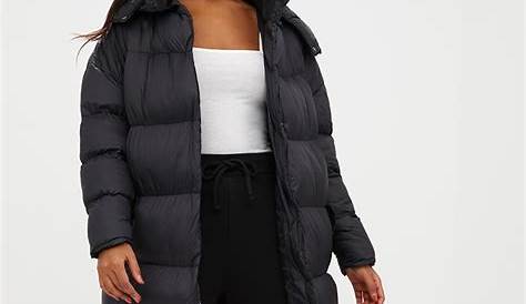 Longline Puffer Jacket Black Oversized With Hood Prettylittlething Usa