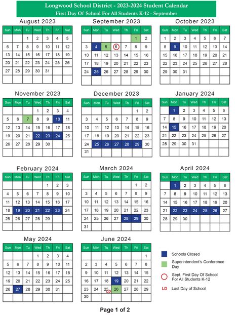 Longwood Academic Calendar 2024-20