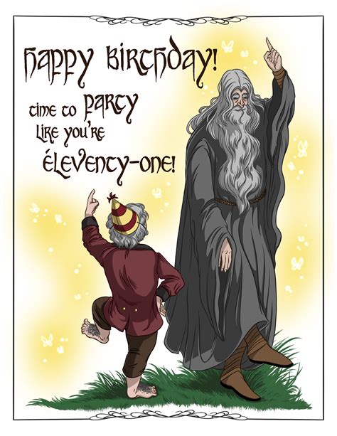 Bilbos Birthday Lord of the Rings Hobbit Birthday Card Etsy