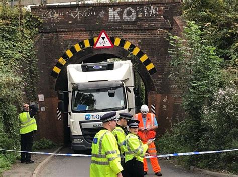 lorry stuck under bridge today