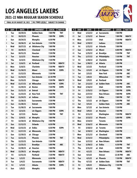 los angeles lakers basketball schedule 202