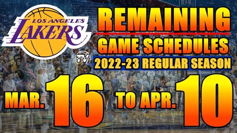 los angeles lakers remaining schedule