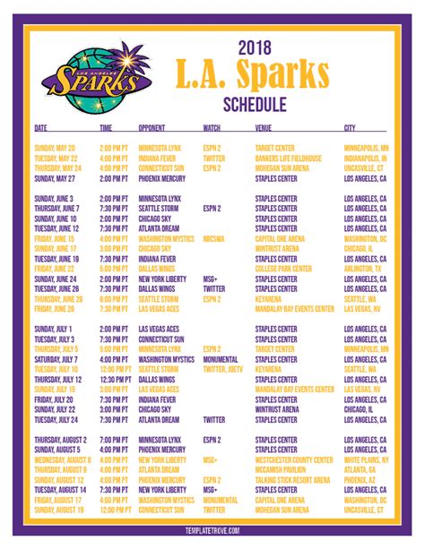 los angeles sparks schedule