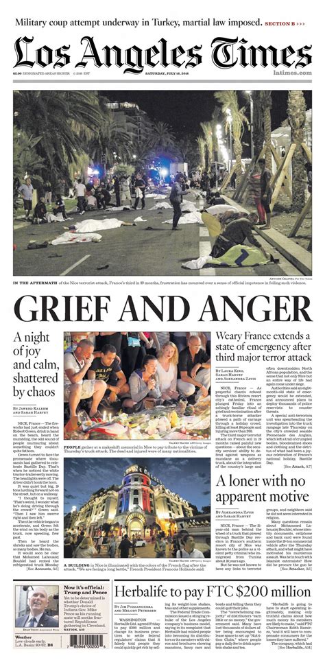 los angeles times front page