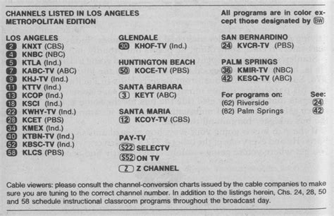 los angeles tv listing