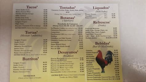 los tres gallos menu