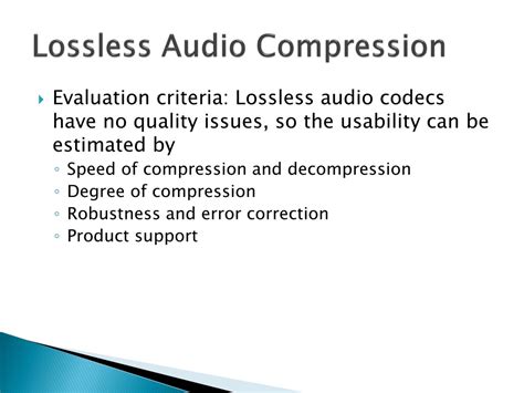 Lossless Audio Compression Examples