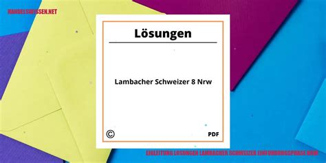 Losungen Lambacher Schweizer Einfuhrungsphase Nrw: Ein Überblick