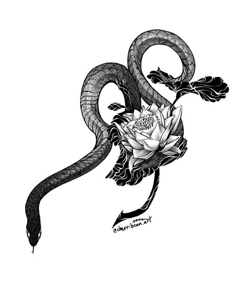 Lotus Snake Drawing
