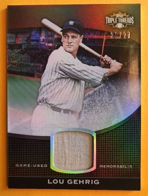 lou gehrig game used jersey baseball card yankees legends