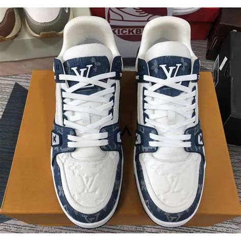 louis vuitton white blue sneakers