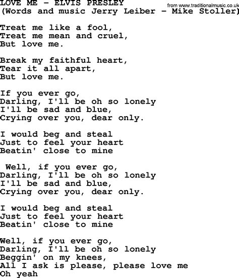 love me by elvis presley lyrics
