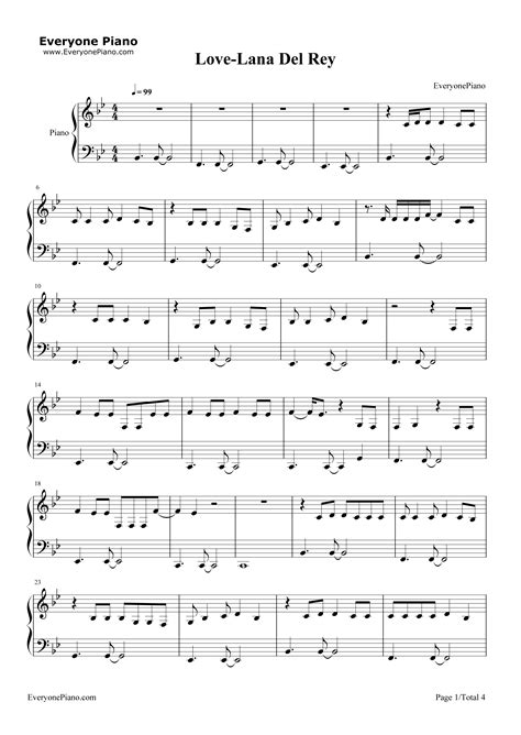 love song lana del rey piano sheet music