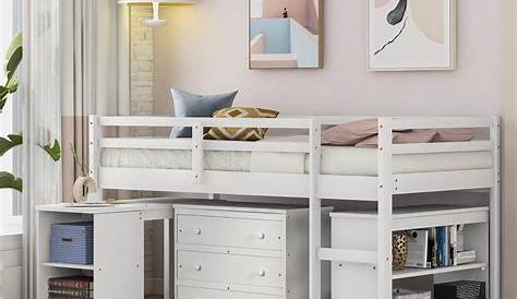Low Loft Bed With Desk And Storage Kids s s Sears
