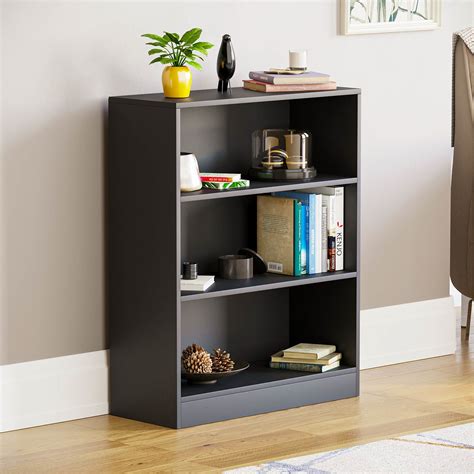Low Black Bookcase