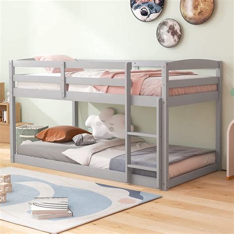 Low Bunk Beds Grey