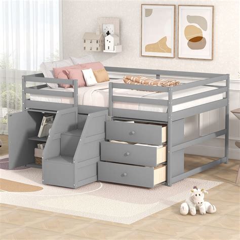 low loft bed frame full size