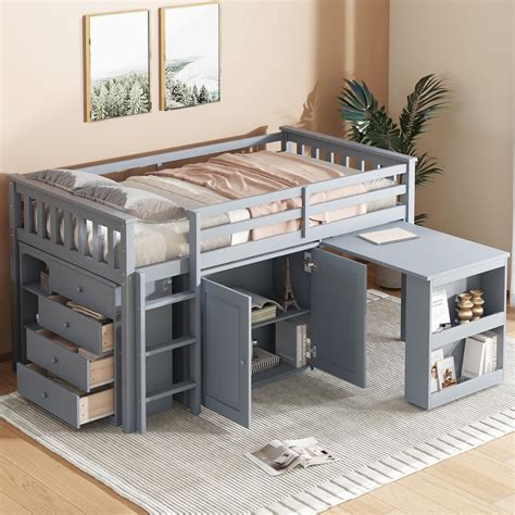 Low Loft Bed With Pull Out Desk