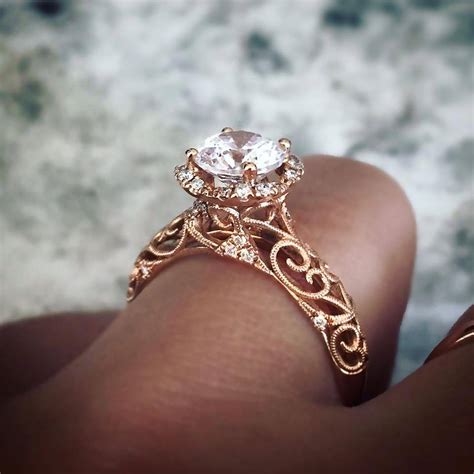 low profile rose gold engagement rings