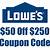 lowe's promo code $ 50 off $ 250 dollars to czk