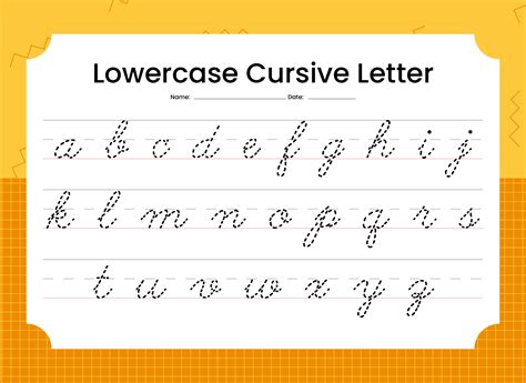 Lower Case Cursive Alphabet Connected In 1 Line