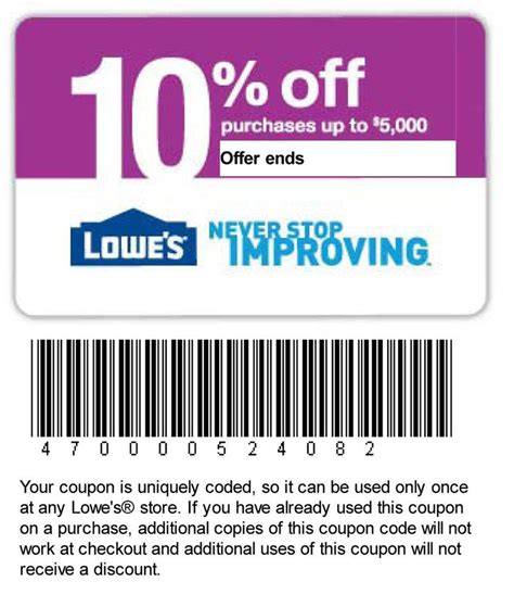 Lowes 20% Printable Coupon Free