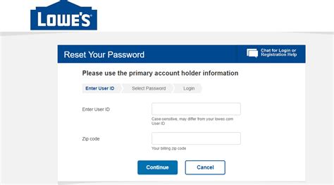 lowes credit login official site reset
