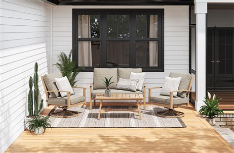 Leisure Made Savannah 4Piece Metal Frame Patio Conversation Set with