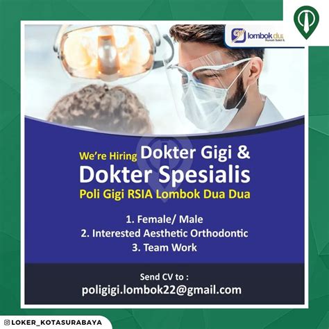 Lowongan Dokter Gigi Surabaya 2017 2018 Lowongan Kerja