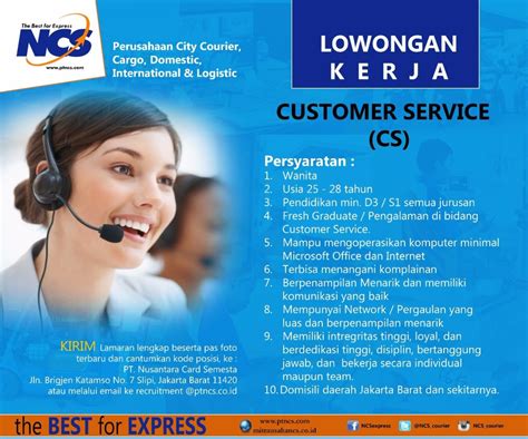 lowongan kerja customer service di Jakarta