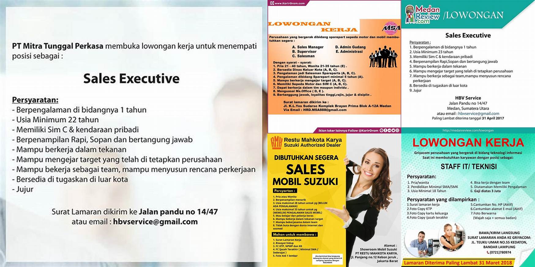 lowongan kerja sales executive Medan