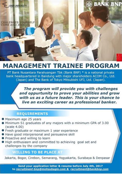 lowongan management trainee bank