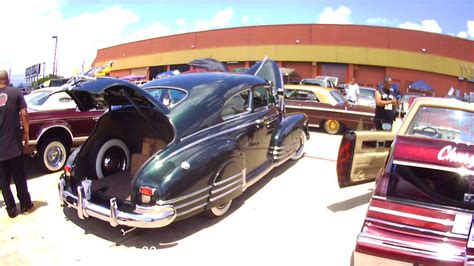 Lowrider car show in San Antonio with beautifully customized cars