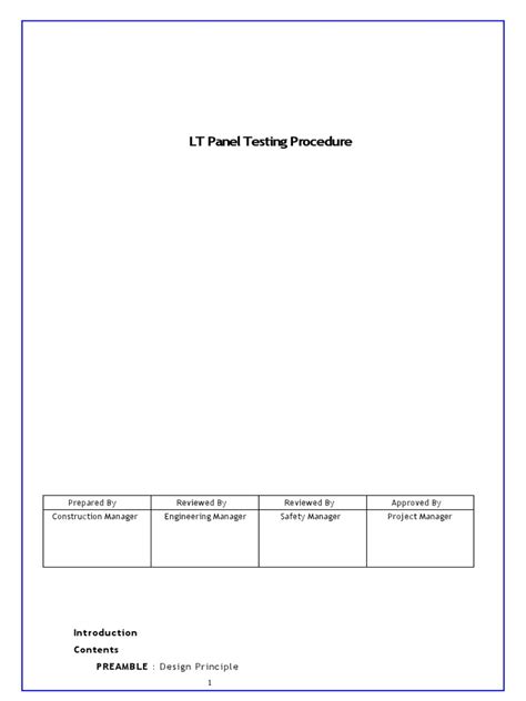 Lt Panel Testing Procedure Pdf