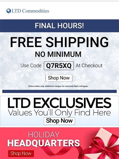 ltd commodities free shipping code