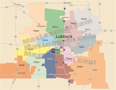 Lubbock Zip Code Map, Texas