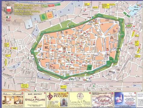 Lucca tourist attractions map Lucca, Travel advisory, Tourist map