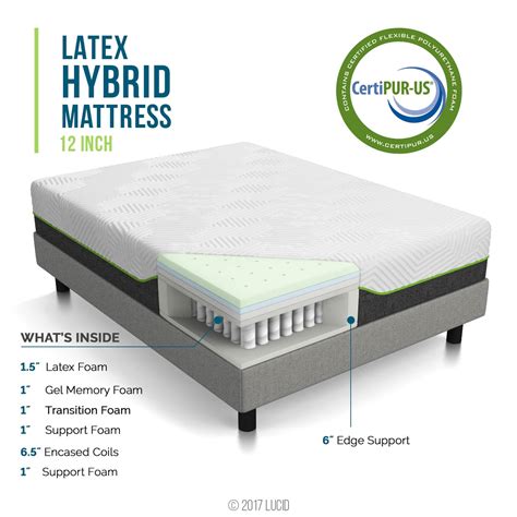 lucid 12 inch king latex hybrid mattress