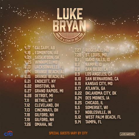 luke bryan concert map setlist 2016