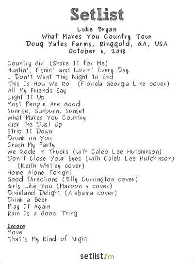 luke bryan concert map setlist photos